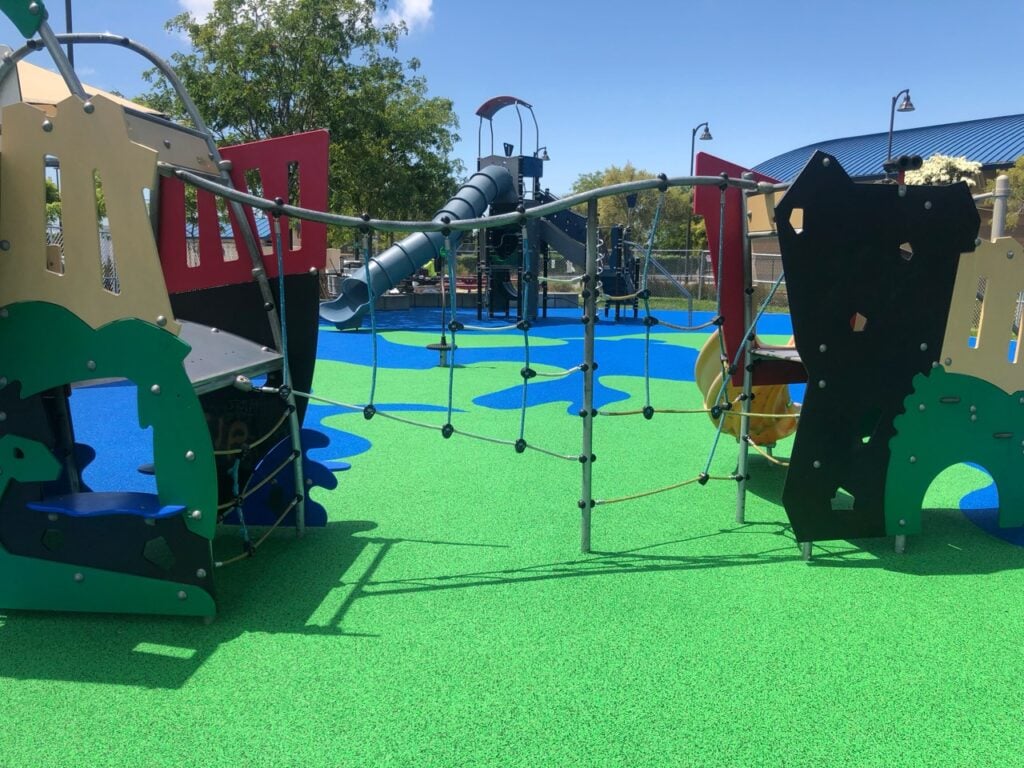 colorful poured in place surface at Hayward Playground